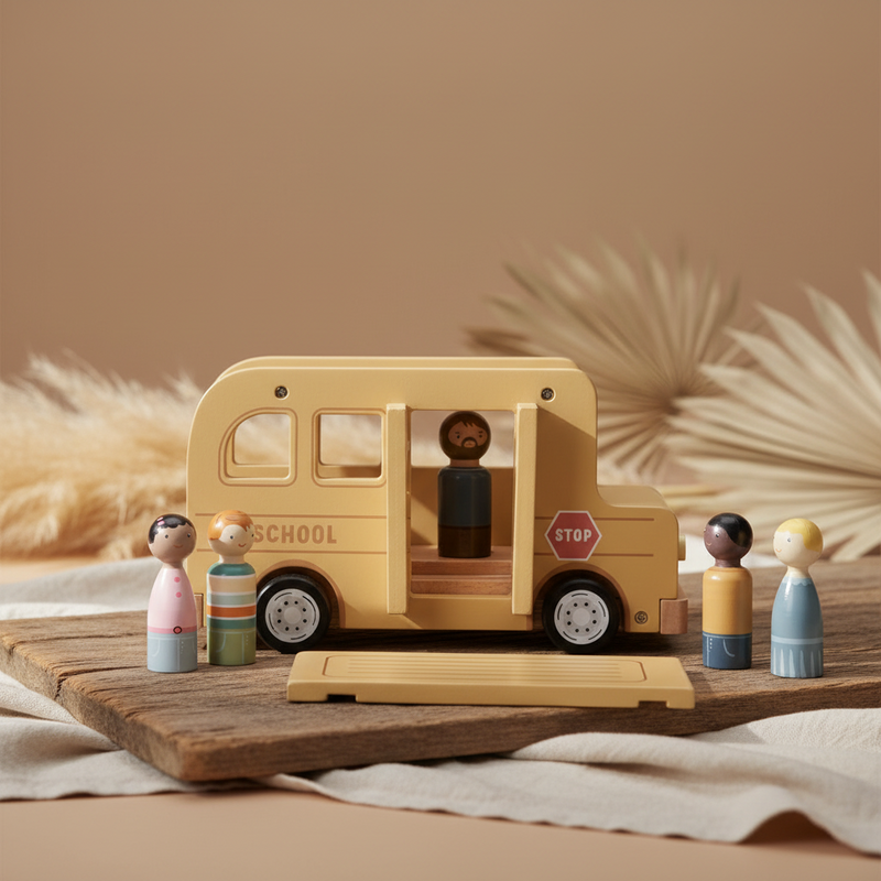 Holz-Schulbus für Kinder – fantasievolles Rollenspiel