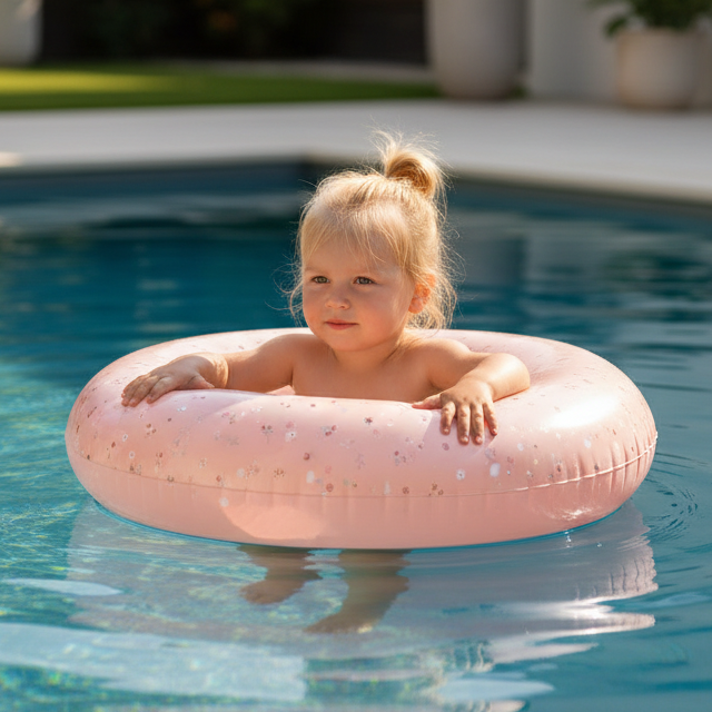 Schwimmring für Kinder 50 cm in Pink – Blumen & Schmetterlinge