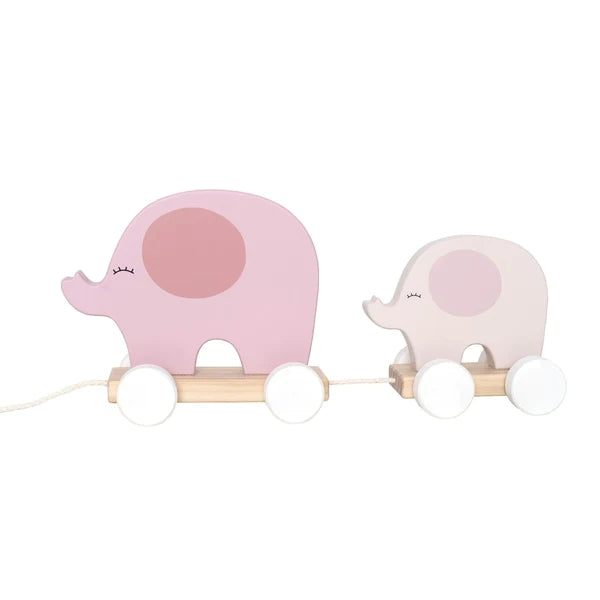 Nachziehtiere Elefanten Holz rosa pink | JaBaDaBaDo