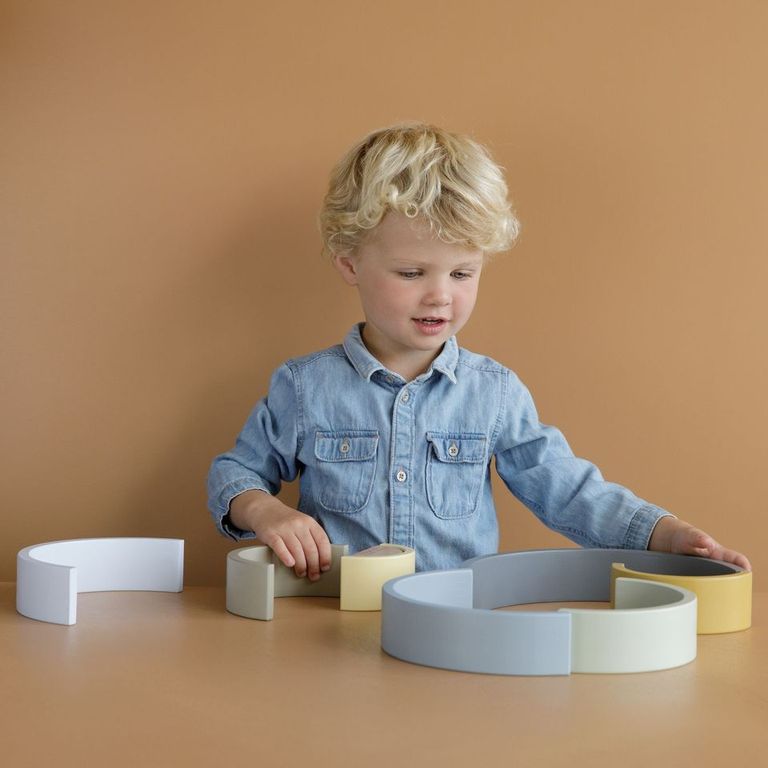 Stacking Tower Rainbow Blue personalized - Gift for birth