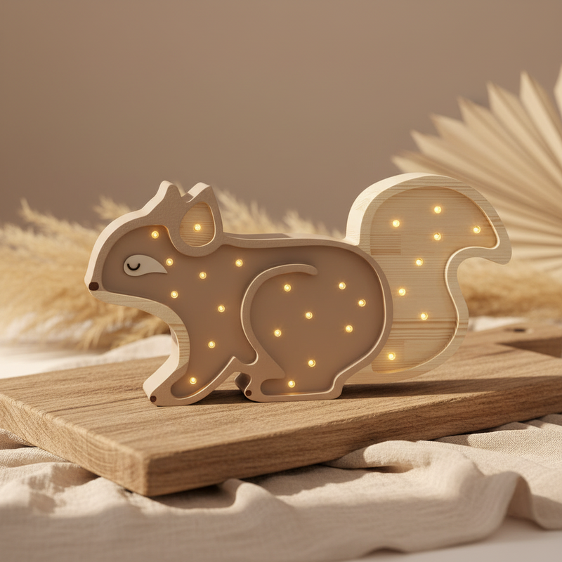 Lampe Eichhörnchen, Holz cappuccino   | Little Lights