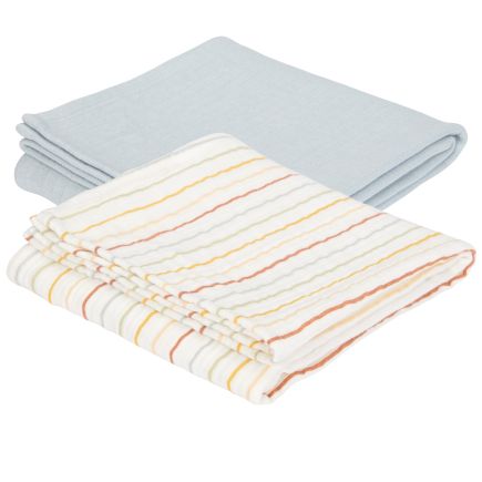 Muslin cloth 70 x 70 cm Vintage Sunny Stripes / Pure Soft Blue | Little Dutch