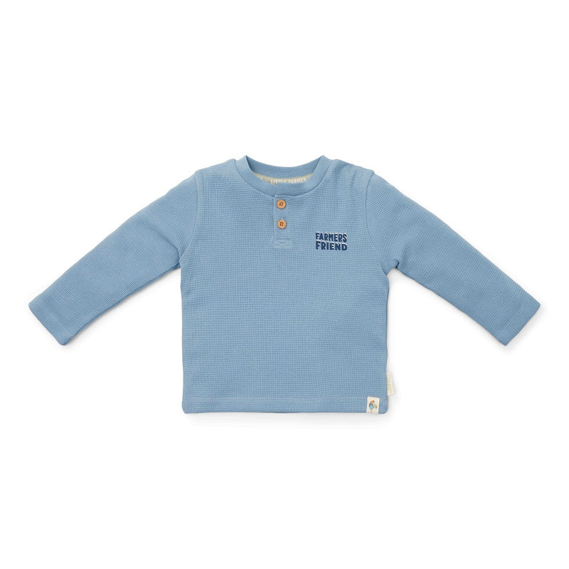 T-shirt langärmlig Waffle Ice Blue - Little Farm | Little Dutch