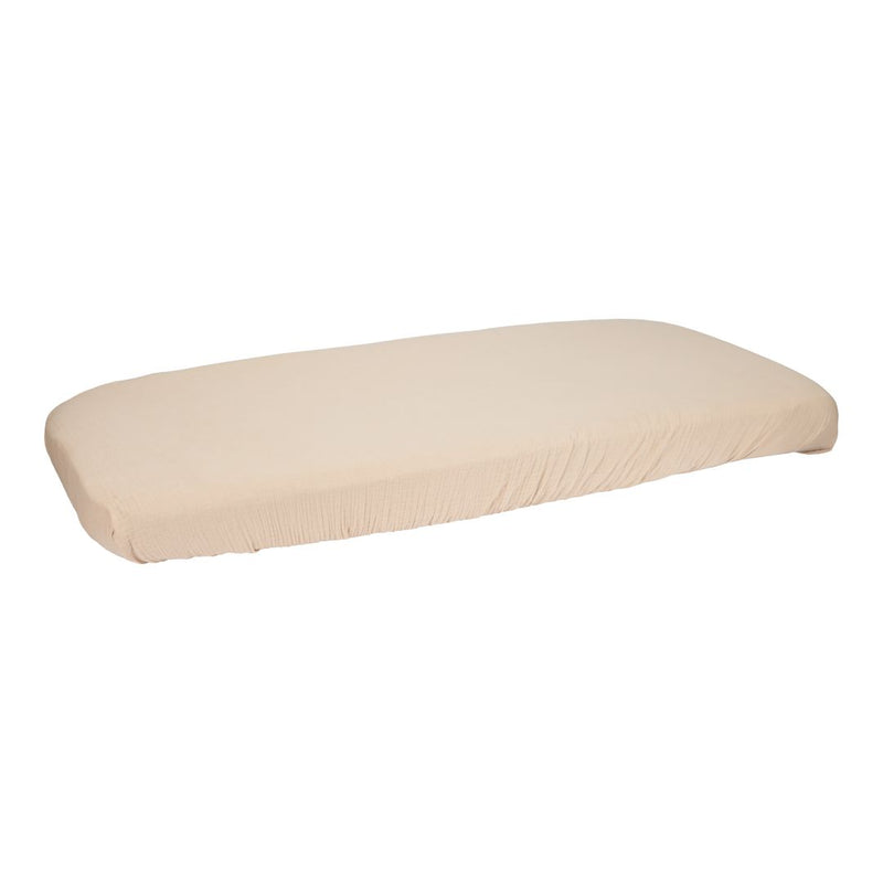 Muslin fitted sheet 60 x 120 cm, beige | Little Dutch