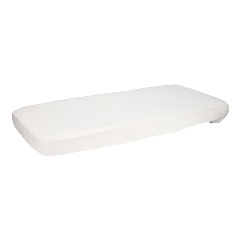 Fitted sheet muslin 60 x 120 cm, soft white | Little Dutch