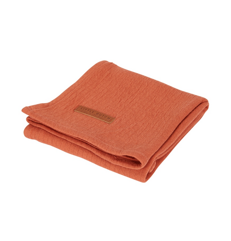 Muslin cloth swaddle 120 x 120 Pure rust, red | Little Dutch
