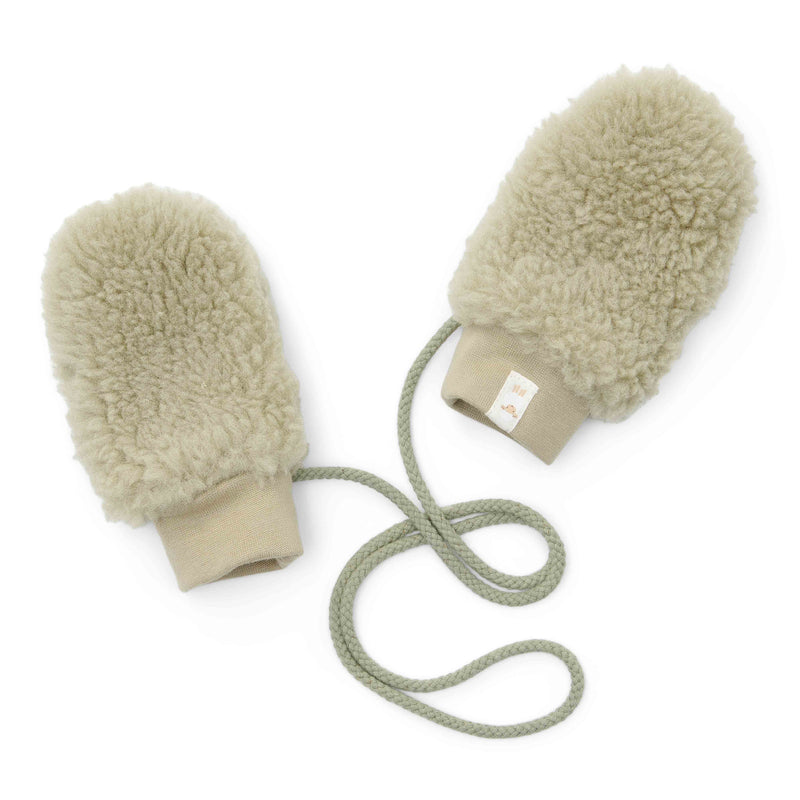 Teddy Mittens Soft Green - Soft Baby Gloves for Newborns