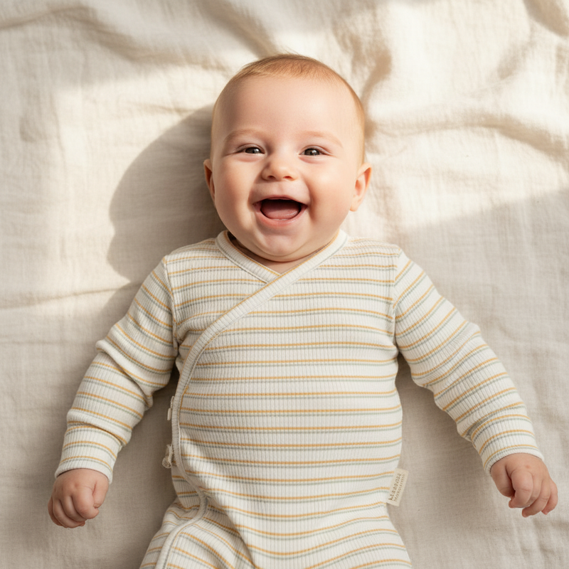 Striped wrap romper for newborns and babies