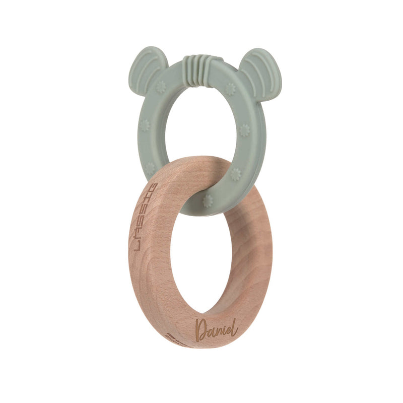 Grasping toy with teething aid, cat, wood/silicone | Lässig