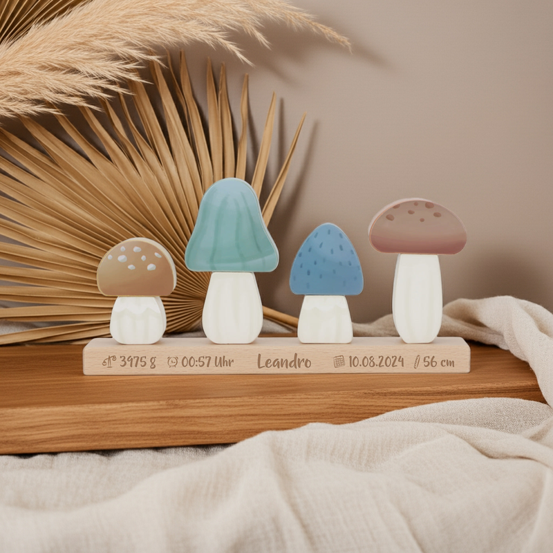 Stapel-Pilze Forest Friends personalisiert – Geschenk zur Geburt