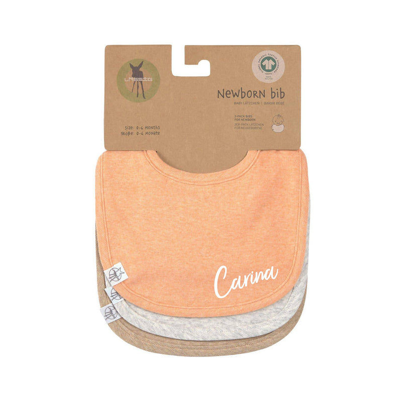Lätzchen 3er Set, Apricot Hellgrau Beige, Baumwolle | Lässig