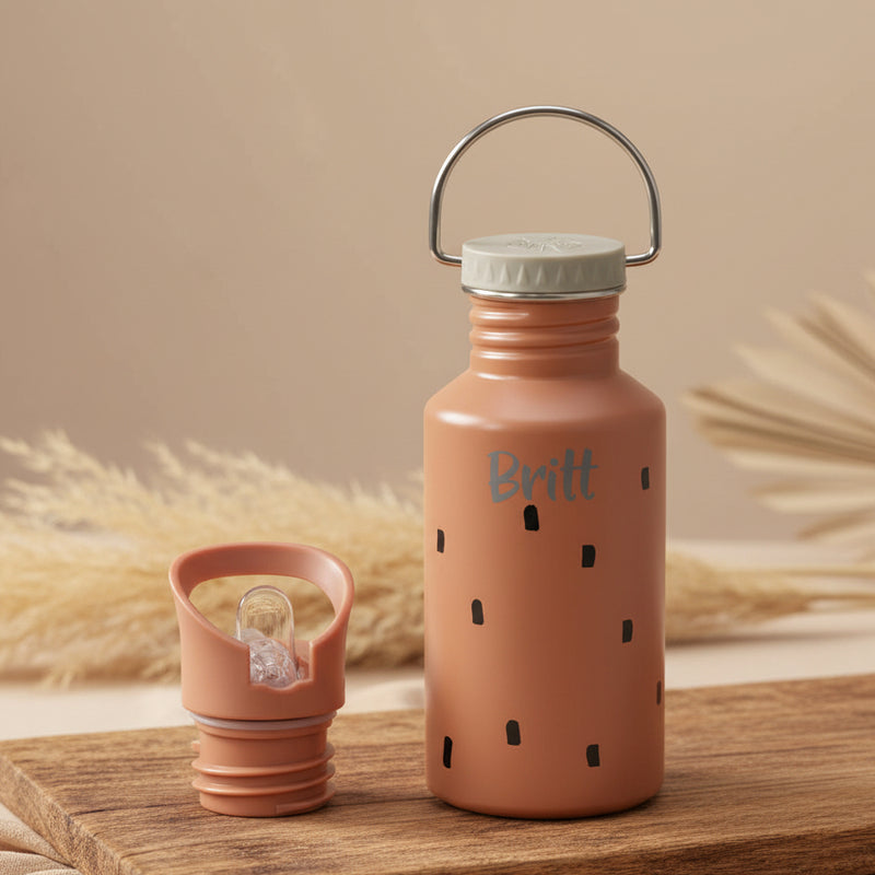 Trinkflasche Kinder - Edelstahl, Happy Prints Karamell | Lässig